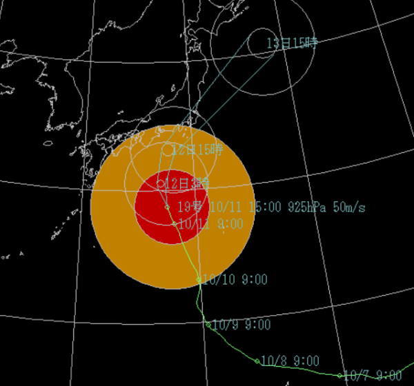台風19号10月11日15:00